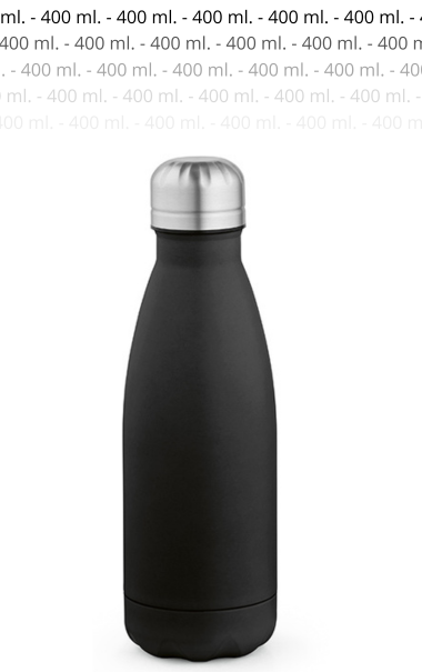 THERMOFLASKE 400 ml. SORT Genanvendt rustfri stl - Med eller uden eget logo