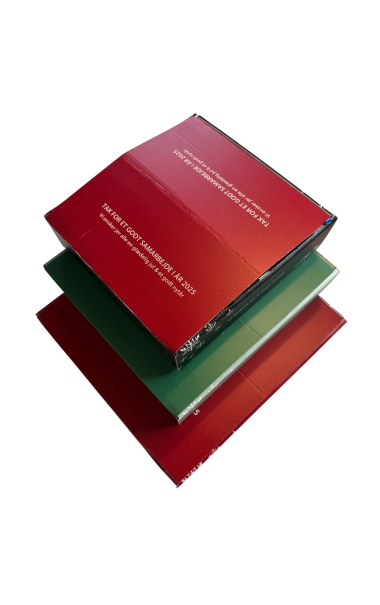 Gavekasser med EGET logo - Strrelse MEDIUM // 1,6 kg. - 3 forskellige variant indhold.