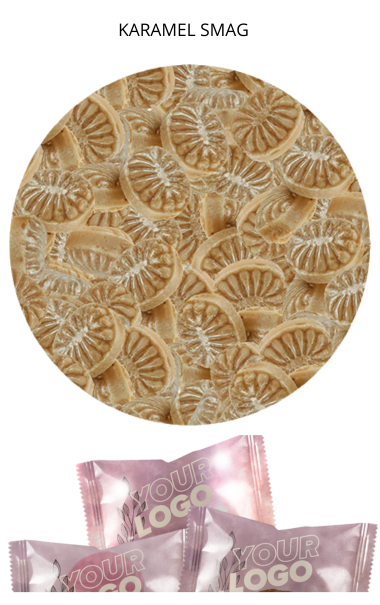 KARAMEL M. LOGO<br>flowpakket kraftig folie 