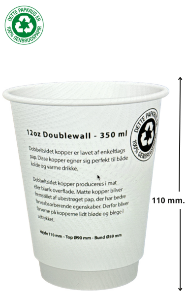 Dobbeltsidet papkrus med logo - 12 oz P2P