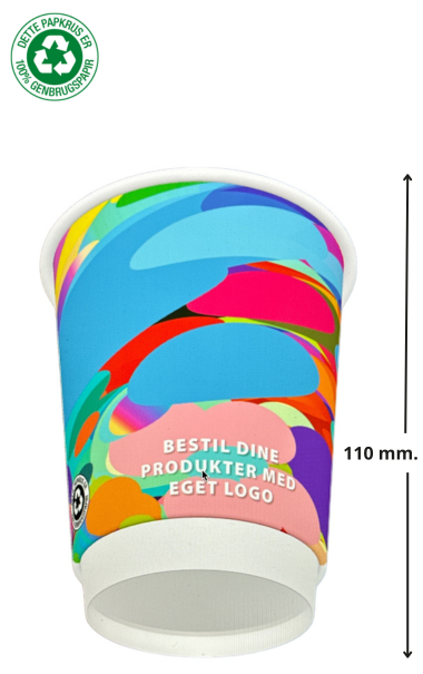 Dobbeltsidet papkrus med logo - 12 oz P2P